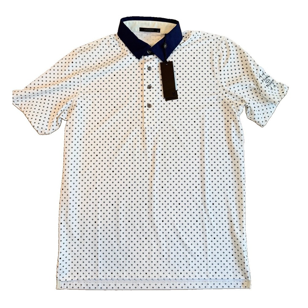 Greyson Golf G Squared Polo Shirt Mens M Topaz Diamond Wolf Performance NWT
